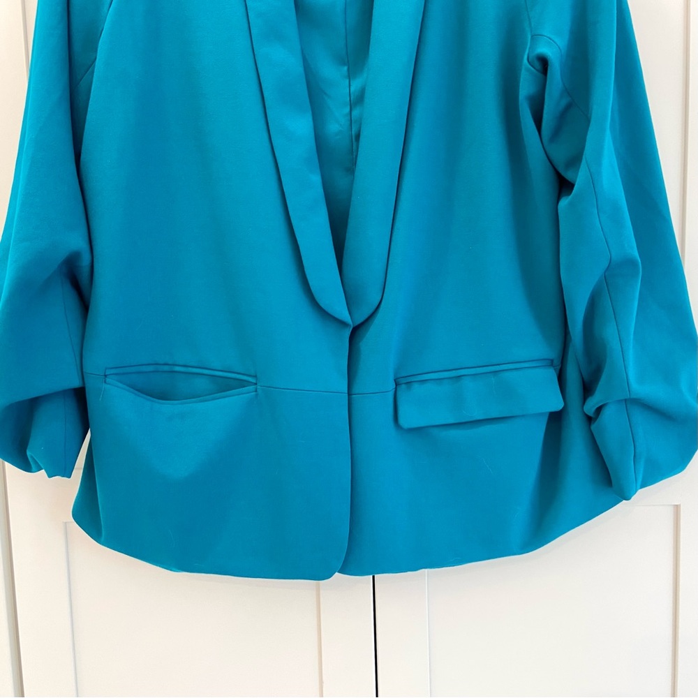 Stacy London Blazer w/Ruched Sleeves Teal XL NWOT - Picture 9 of 16